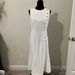 NWT Banana Republic Midi Dress - Ivory with Gold Buttons - Size 8